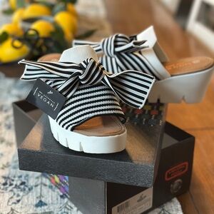 Vegan Striped Black and White Women's Sandals, don’t miss out on these shoes!